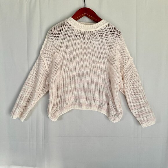 Sablyn 100% Cashmere Loose Open Knit Pink Ivory Stripe Oversized Sweater Small - Picture 8 of 12